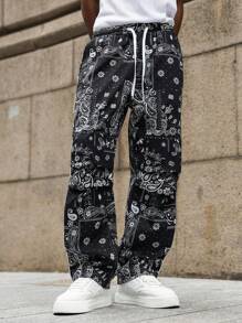 PAVTROS Quần ống đứng dáng rộng Manfinity Streetrush phong cách Street Academy dành cho nam, in kỹ thuật số họa tiết Paisley toàn bộ, hoàn hảo để kết hợp với phong cách INS, High Street và Hip-Hop. Lý tưởng cho phong cách Street Rock, lễ hội âm nhạc và trang phục hàng ngày. - Nhiều màu - Xem 7