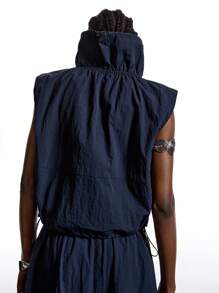 LYSMO 女士纯色拉链休闲无袖薄夹克