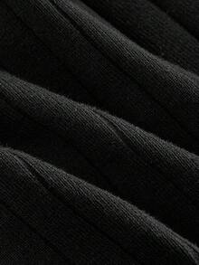 SHEIN MOD Women's Black Button Decorated Elegant Sweater And Knit Pants Set In Fall/Winter