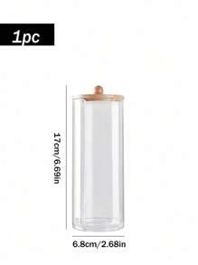 SHEIN 1 件套茶具茶杯收纳盒，适用于直径最大 2.36 英寸的茶杯，透明亚克力罐，圆形垫架，梳妆台面化妆品收纳盒（带盖） - 透明-圓球木蓋 - 查看 8