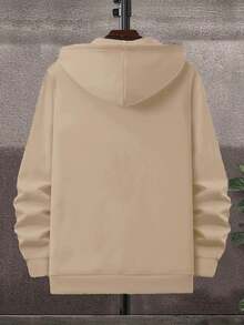SHEIN Cottnline Men's Casual Solid Color Hoodie - Beige - View 2