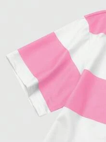 Manfinity Campus Court 男士休闲拼色条纹短袖 Polo 衫，夏季 - 彩色 - 查看 4