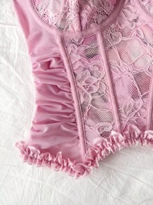 Soleia Große Größen Batik-Spitze Bluse mit Fischgrät-Muster - Verschiedenfarbig - Übersicht 7