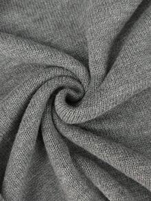 Lacomfia Plus Size Casual Faux Cashmere Crew Neck Short Sleeve Sweaters Winter Fall Autumn - Grey - View 5