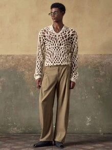 AKNOTIC Business Casual 男士钩针编织花卉图案休闲宽松长袖针织上衣，适合夏季、秋季、度假、日常穿着、派对、情侣装，男士礼物 - 彩色 - 查看 3