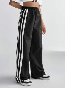 Coolane Kids 青少年女孩裤子运动衫运动衫返校服装妈妈和我 Garphic 复古 Kpop Y2k 黑白阔腿运动裤足球/排球感恩节万圣节服装圣诞节运动裤春/秋/冬