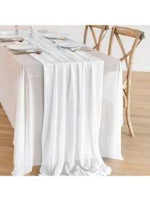 1 件/5 件白色美丽纱布桌旗桌布、婚礼派对房间餐桌装饰用品桌布、生日结婚周年家庭节日派对房间餐桌 DIY 装饰、婚礼纱布、家居装饰、婴儿淋浴装饰、椅背装饰纱、白色纱布、2026 新年装饰、新年桌旗 - 白色 - 查看 6