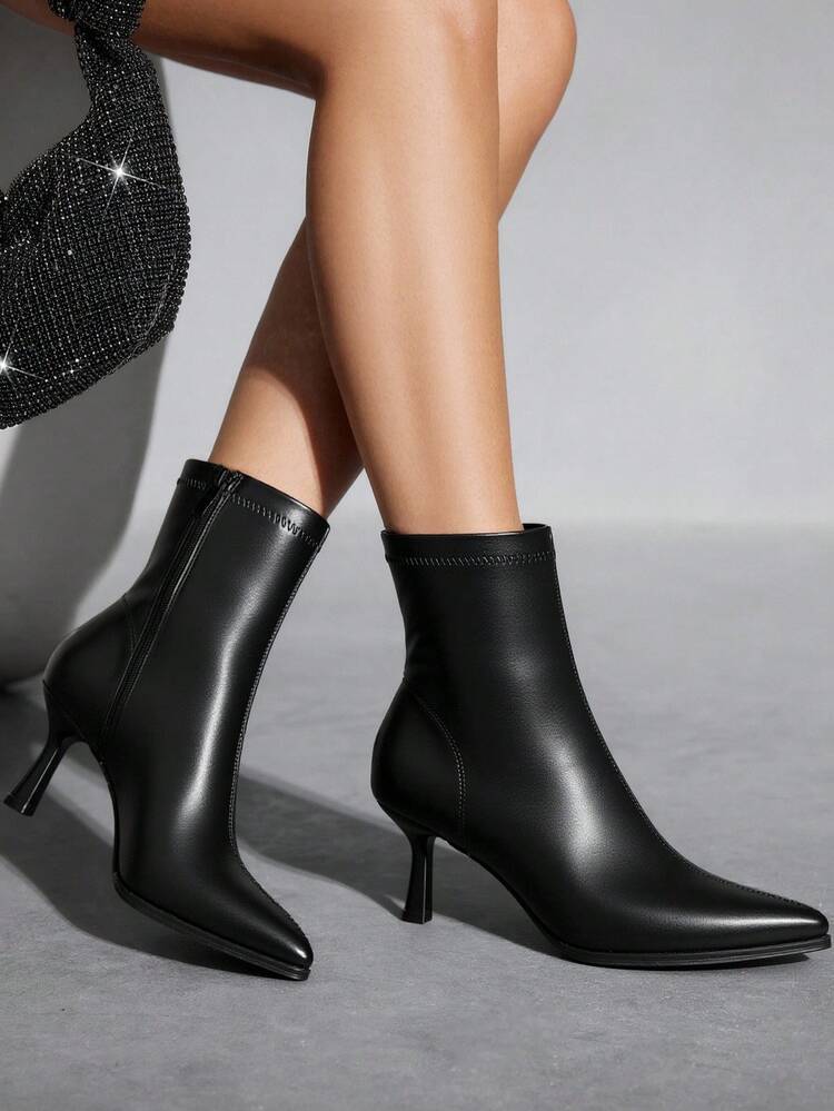 CUCCOO SZL Cuccoo Fashion Versatile Simple Pointed Toe Low Heel Ankle Boots