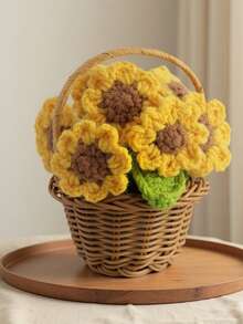 1pc Artificial Crochet Sunflower, Fake Flower, Desktop Decor, Wall Decor, Suitable For Birthday, Anniversary, Mother's Day, Christmas, Events And Home Decoration, Valentine's Day Gift - Multicolor - View 15