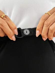 SHEIN 2pcs Maternity Contrast Color Print Round Neck Long Sleeve Solid Color Pants Set  Fall Clothes - Black and White - View 5