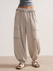 Bohemela 女式休闲纯色针织宽松抽绳运动裤