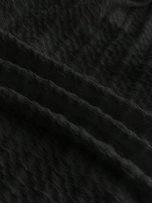 SHEIN Teen Girls Vacation Black Knitted Crinkled Fabric Halter Neck Bow Jumpsuit, Snug Fit & Suitable For Party, Valentine's Day, Wear As Innerwear Or Outerwear Black Halter Dress Black Romper Black Playsuit Textured Mini Playsuit - Black - View 6