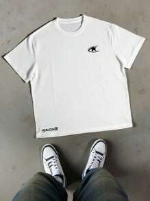 Manfinity Sport Corelite Men's Pentagram Print Loose Fit Round Neck Short Sleeve Sports T-Shirt