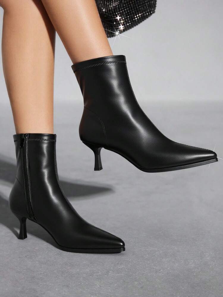 CUCCOO SZL Cuccoo Fashion Versatile Simple Pointed Toe Low Heel Ankle Boots