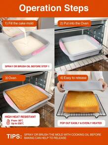 SHEIN Basic living 1PC  Silicone Nonstick Baking Square Pan, Heat Resistant Cake Mold, DIY Baking Tool - Grey - View 4