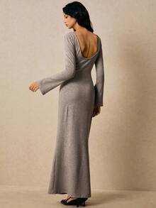 Poéselle Women's Dresses Knitted Dresses Backless Women's Long Dresses Long Sleeve Dresses Basic Dresses Lounge Dresses Brown Dresses Women's Solid Color Round Neck Raglan Sleeve Fitted Dress Fall Clothes For Women Autumn Clothes Fall Outfits For Women Women's Winter Clothes Fall Dresses For Women Winter Dress Women Dresses For Women Casual