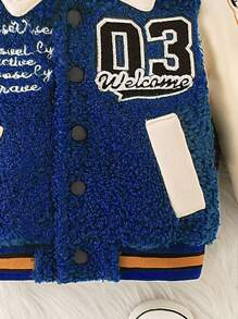 SHEIN 2026 New Autumn/Winter Fashion Street Style Cowboy Western Lapel Jacket For Baby Boys Fall Blue And White Gym - Blue - View 3