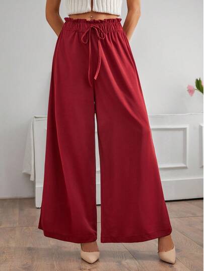 SHEIN Tall Tall Size Pocket And Drawstring Detailed Summer Pants