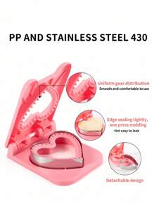 SHEIN Basic living 1入組耐用三明治切割機,心型雙面齒輪密封三明治密封機,不鏽鋼pp材質麵包三明治切割機