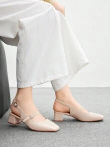 CUCCOO BIZCHIC Women's Simple Mary Jane Platform High Heel Shoes, Suitable For Halloween - Beige - View 5