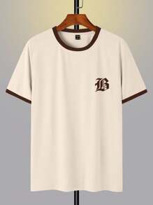 Claim Dot 男士休闲撞色字母印花短袖 T 恤 - 彩色 - 查看 3