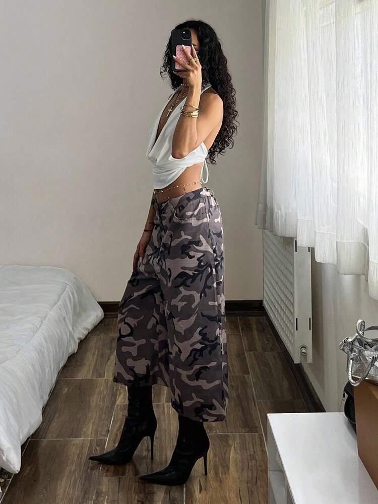 StreetHx 女士时尚低腰迷彩短裤，七分长度 - 彩色 - 查看 5