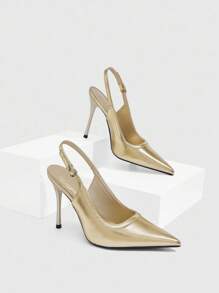 CUCCOO SZL 女士尖头可调节带扣时尚高跟露背浅口鞋