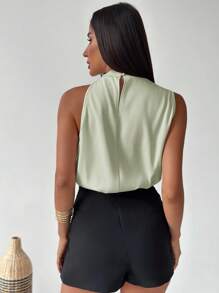 Firerie 女士优雅时尚新款通勤办公室日常度假音乐节不对称褶皱杏色衬衫，春夏 - 薄荷藍 - 查看 8