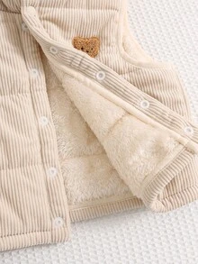 SHEIN 男婴可爱休闲秋冬多功能加厚保暖背心，男女通用婴儿服装，婴儿冬季服装，儿童秋季外套