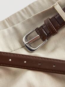 SHEIN MOD 女士时尚休闲裙裤，侧拉链开合 - 灰色 - 查看 3