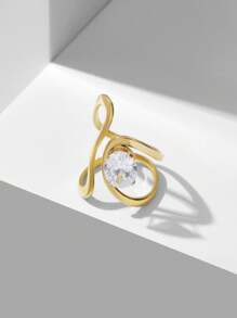 MOTF PREMIUM 18K镀金优雅几何开口戒指 - 金色 - 查看 2