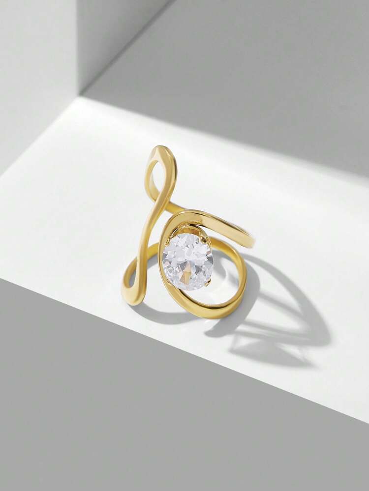 Bague ouverte géométrique élégante plaquée or 18K