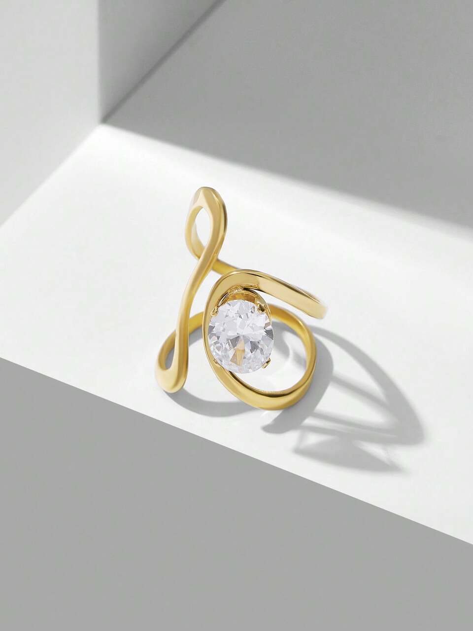 18K GOLD PLATED ELEGANT GEOMETRIC OPEN RING