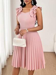 SHEIN Lady Vestido mini de mujer de unicolor con mangas cortas casual