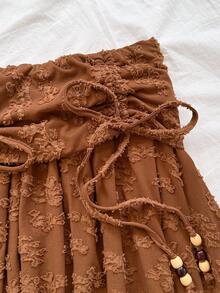 Soleia Women's Brown Music Festival Party Sexy Cowgirl Style Beach Casual Drawstring Waist Asymmetric Ruffle Hem Mini Skirt And Top Y2K Outfit Brown Two Piece Set Boho Two Piece Set Beach Skirt Set Earthy Two Piece Set Asymmetrical Skirt Set,Winter Set ,Fall Outfits For Women ,Halloween Costume For Women,Women's Set, Havana Nights Outfit Earthy Tops,Party