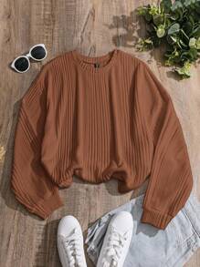 SHEIN CURVE+ Blusa de manga larga para mujer talla grande, casual y holgada de otoño, ropa de otoño para mujer