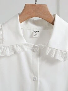 Nuova camicetta bianca ampia a maniche lunghe con colletto Peter Pan, stile accademico versatile e fresco, adatta per primavera e autunno