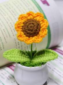 1pc Artificial Crochet Sunflower, Fake Flower, Desktop Decor, Wall Decor, Suitable For Birthday, Anniversary, Mother's Day, Christmas, Events And Home Decoration, Valentine's Day Gift - Multicolor - View 16