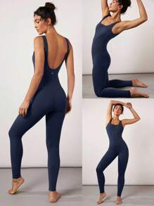 GLOWMODE 24" FeatherFit™ Tummy Control Open Back Gym Yoga Sports Jumpsuit Bodysuit Elegant For Woman