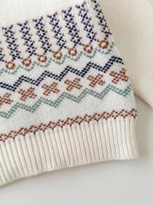 SHEIN 1. Baby Boy/Girl Casual Cute Round Neck Sweater, Autumn/Winter Kids Sweater, Unisex Baby Clothes, Baby Winter Clothes, My First Christmas Fall - Multicolor - View 7