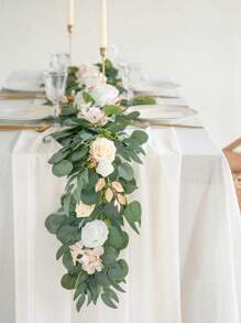 1 件/5 件白色美丽纱布桌旗桌布、婚礼派对房间餐桌装饰用品桌布、生日结婚周年家庭节日派对房间餐桌 DIY 装饰、婚礼纱布、家居装饰、婴儿淋浴装饰、椅背装饰纱、白色纱布、2026 新年装饰、新年桌旗 - 白色 - 查看 5