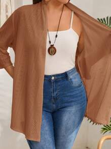 EMERY ROSE Große Größen Mantel mit langen Ärmeln in Unifarbe, Lässig Alltagsmode, Urlaub, Boho