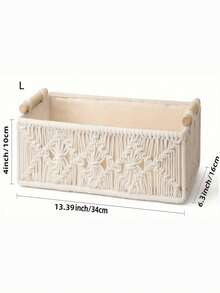 SHEIN Giỏ đựng đồ bằng dây gai đan thủ công kiểu Bohemian, một vật dụng đa năng và đầy phong cách cho ngôi nhà, phù hợp với phòng tắm, phòng ngủ hoặc phòng khách. Có thể dùng làm giá đựng khăn giấy trang trí trên mặt bàn, kệ đựng đồ trong tủ phòng tắm hoặc vật trang trí nhà cửa. - Màu be - Xem 9