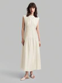 Ontre 2025新款优雅纯色束腰长裙女士连衣裙，优雅连衣裙，外套，商务休闲连衣裙，度假海滩派对连衣裙，教师装，休闲连衣裙，节日连衣裙