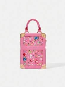 HARRY POTTER X SHEIN 糖果图案盒形手提包 - 粉色 - 查看 7