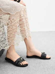 CUCCOO BIZCHIC Women's Brown Comfortable Spring/Summer Fashionable Buckle Decor Sandals For Christmas Spring Shoes Summer Shoes - Black - View 5