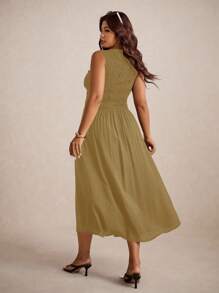 Elaquor Figurbetontes Kleid ohne Ärmel in Große Größen, schwarz, geeignet für Urlaub, Pendeln und den täglichen Gebrauch