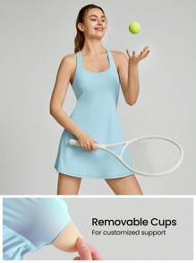 GLOWMODE FeatherFit™-Air Peekaboo Everyday Built-In Shorts Pocket Anti-Slip Dress Yoga Pilates Spring Summer Quick Dry Moisture Wicking - Aqua Blue - View 5