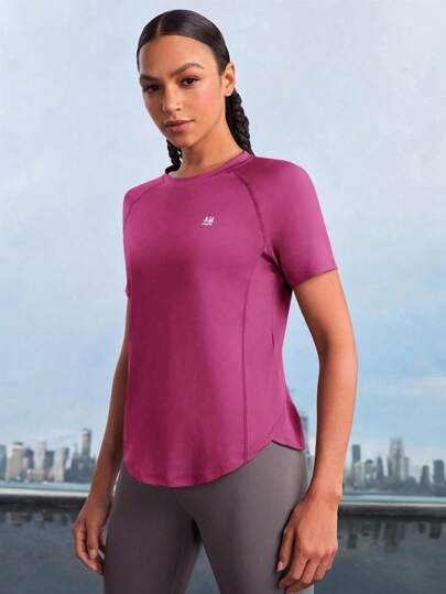  In My Nature Women's Fashionable Simple Solid Color Cut Hem Outdoor T-Shirt Hiking Women Clothes