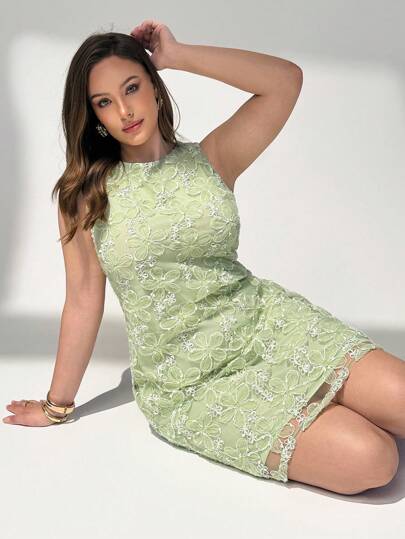 Auralis Plus Size Women's Sleeveless Round Neck Mesh Jacquard Three-Dimensional Flower Elegant Summer Dress, Party Dress, Fairy Dress,Back To School,Wedding Guest Dress Women,Fall Women Clothes,Vacation Outfits Woman,Y2k,Beach Outfits For Woman,Birthday Dresses For Women,Dresses For Women Elegant,Birthday Dress,Homecoming Dress,Church Outfits Women,Party Dresses For Women,Vacation Dress,Wedding Guest Dress,Concert Outfit Women,Sexy Dress,Brunch Outfits For Women,Hawaii Outfits Women,Cruise Women Outfits,Church Dresses For Women,Fairycore,Dresses For Women Party,Sexy Dresses For Women,Lace Dress,Date Night Outfits Women,